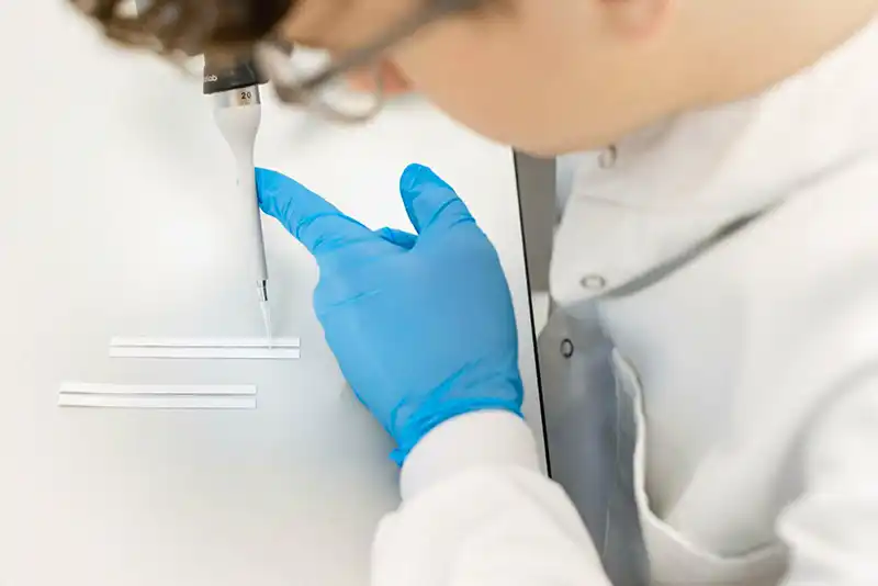 Scientist Pipetting Onto Lateral Flow Test